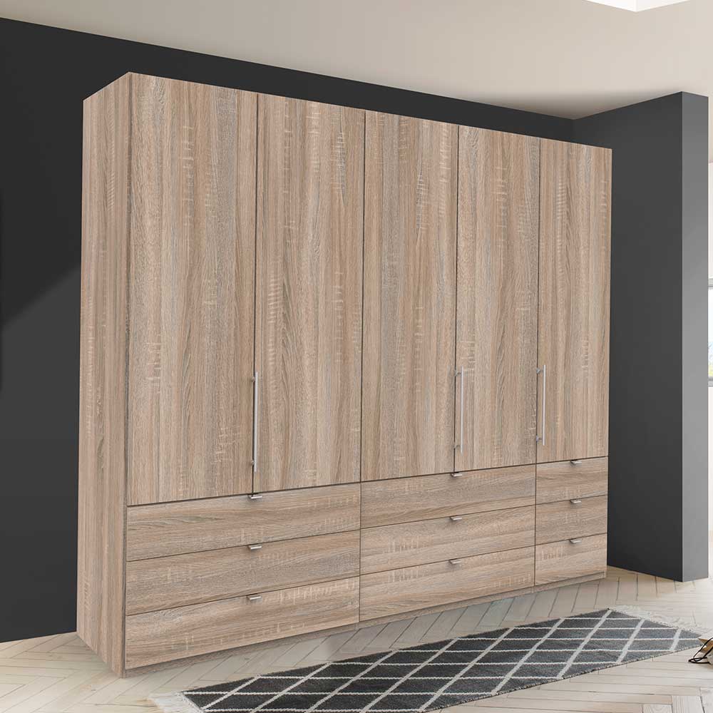 Holzoptik Kombi-Kleiderschrank in Eiche Sägerau - Zayun