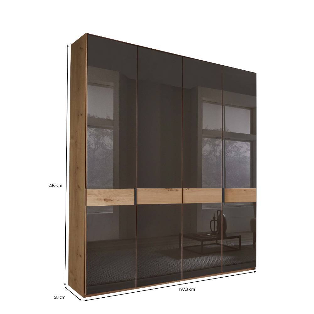 Teilmassiver Kleiderschrank mit Glas - Vutonia