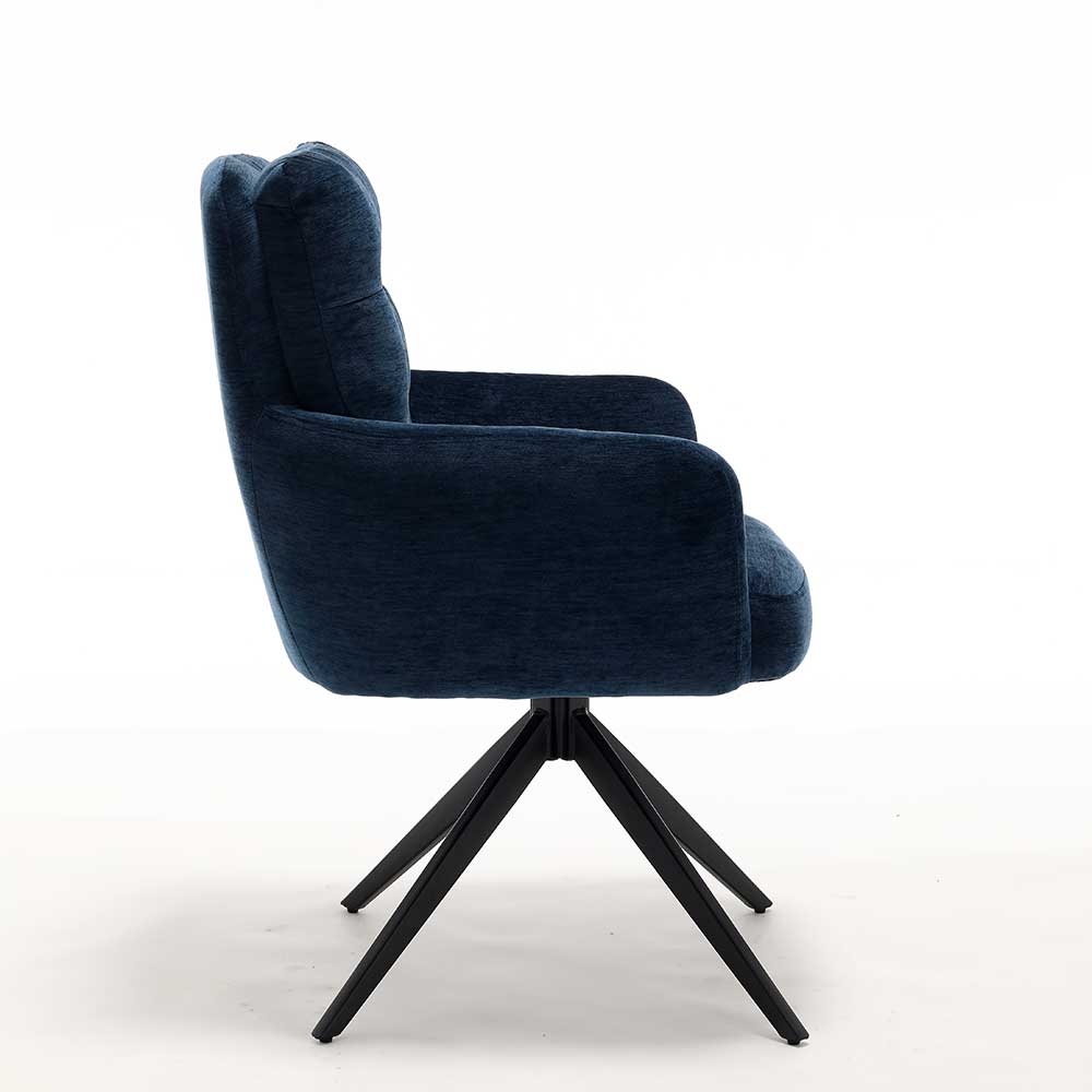 Chenille Drehsessel in Blau - Luanu (2er Set)