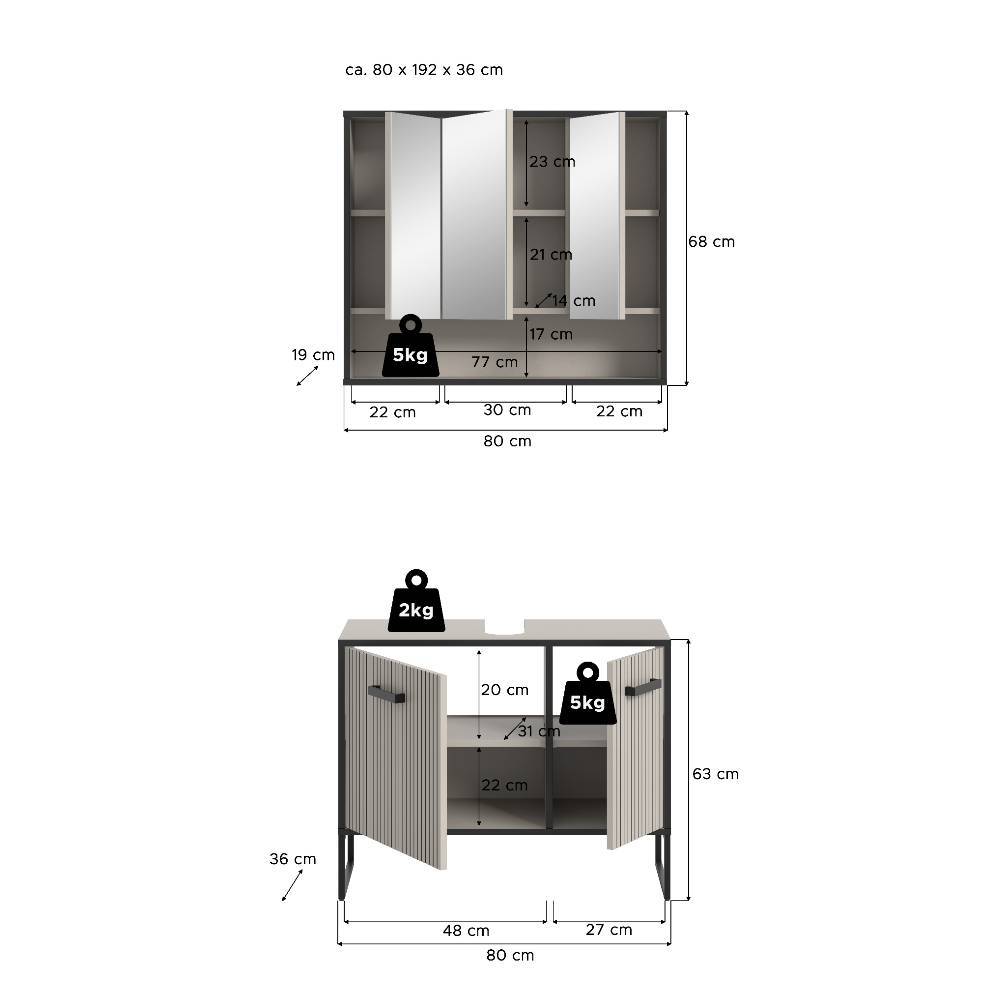 Waschplatz Möbel-Kombi modern - Xena (zweiteilig)