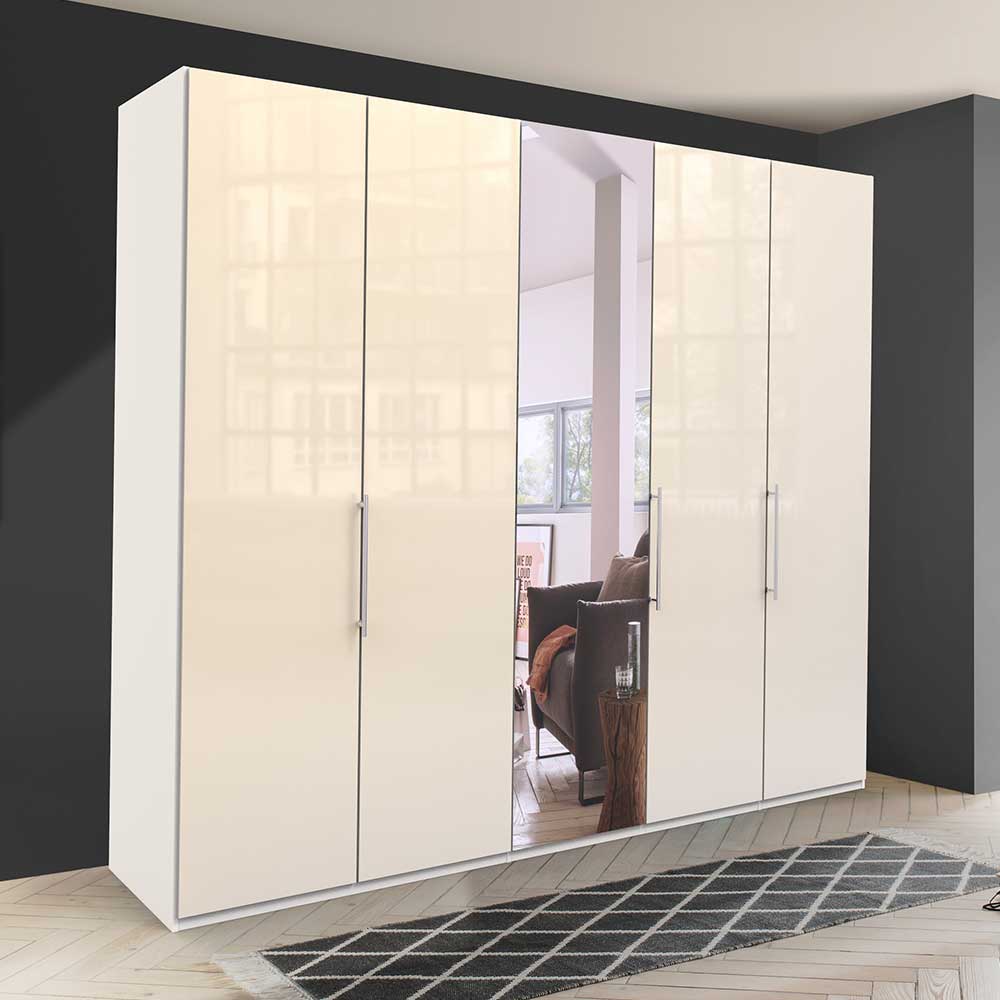 Schlafraum Schrank mit Falttüren Glas Creme - Zidarie