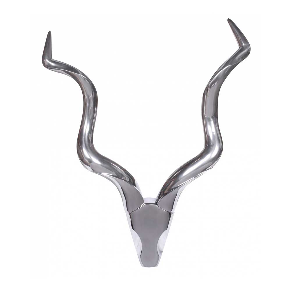 Aluminium Kudu Schädel mit Hörnern - hängende Deko - Filigrano