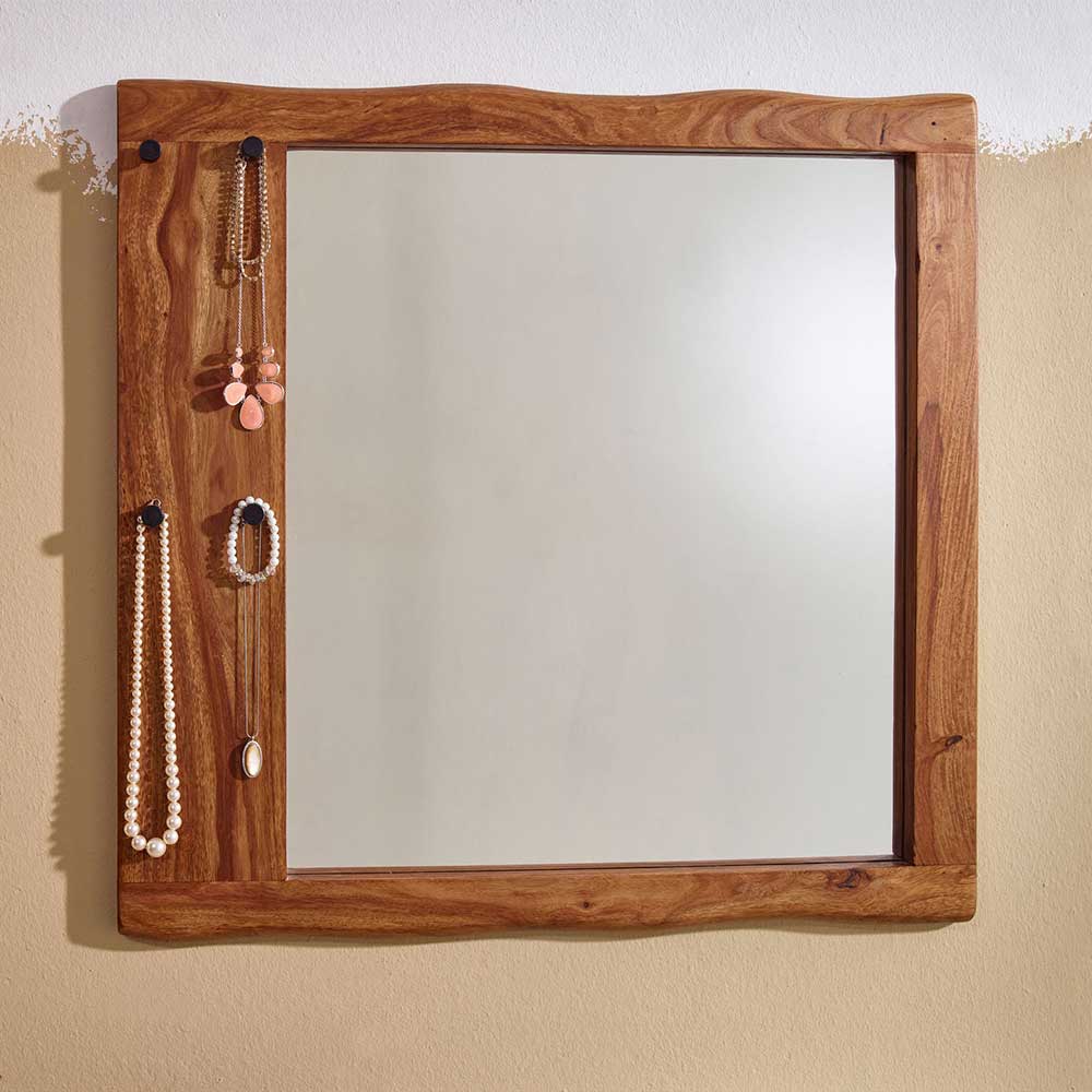 Spiegel mit vier Haken & Holzrahmen - Elmin