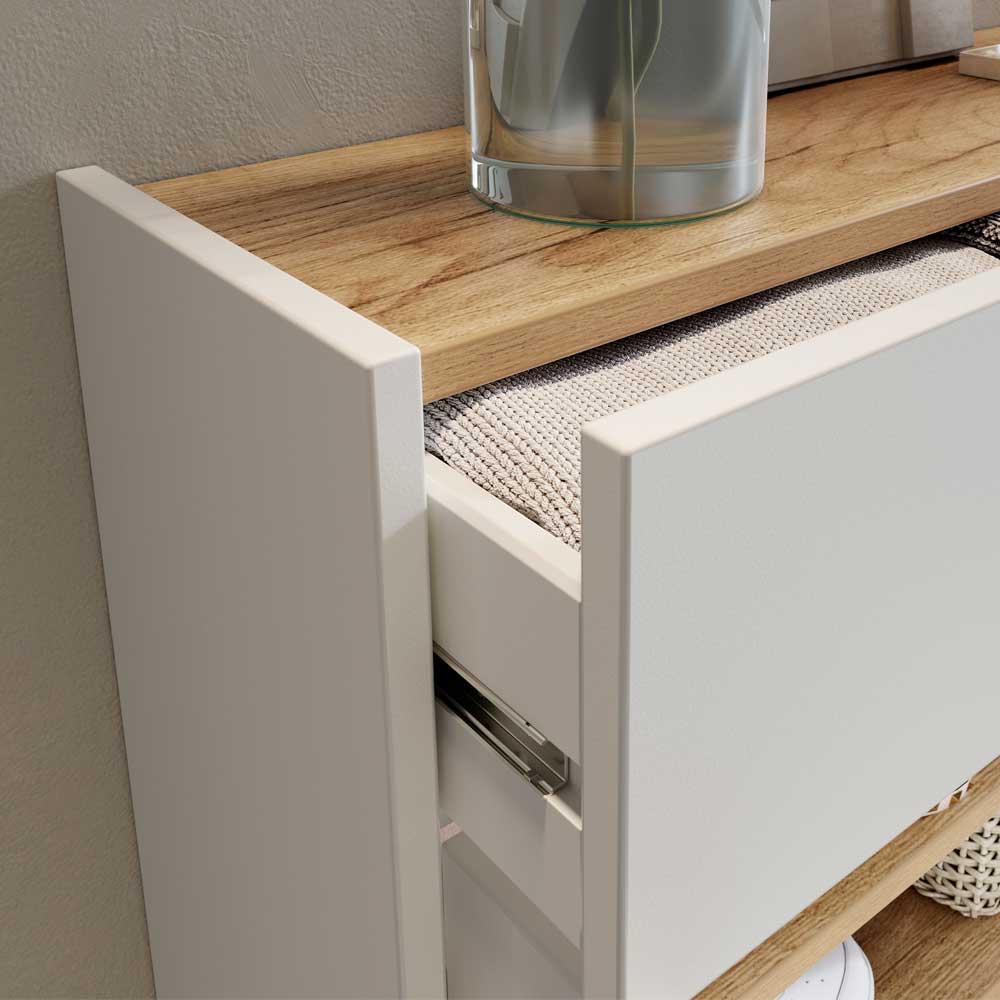 Dielenschrank in Weiß mit Wildeiche - Madita
