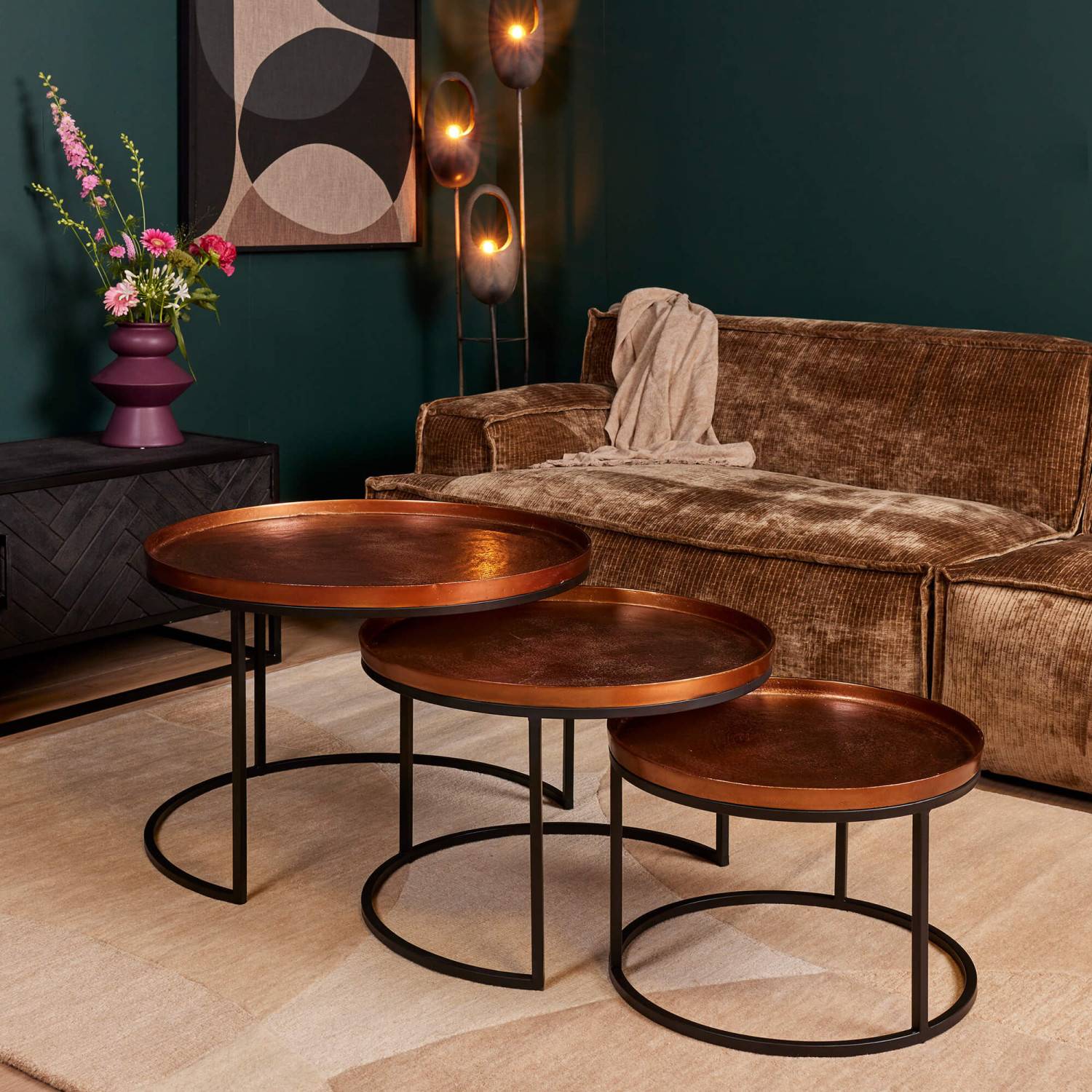 Industrial Couchtisch in Tablettform - Vuluza (3er Set)