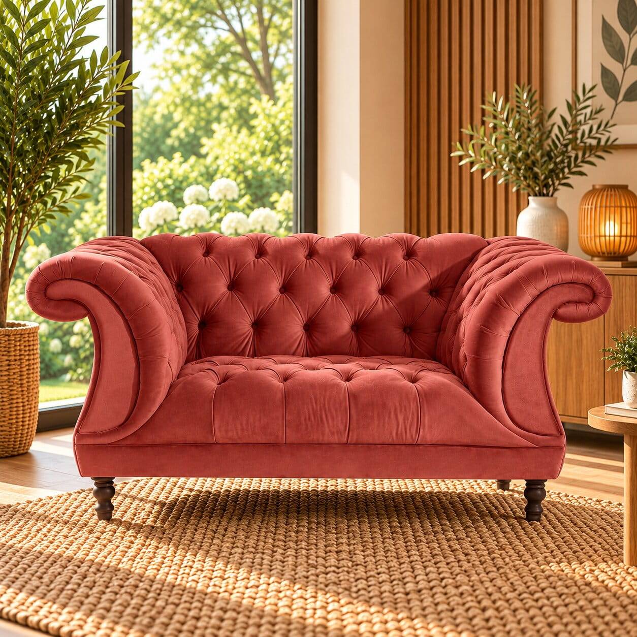 XL Polstersessel in Rot Samtvelours - Rosanna