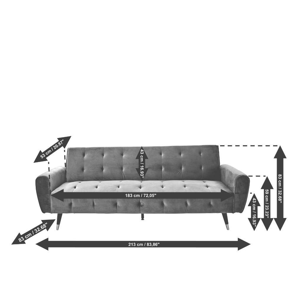 Klappcouch aus Samt Grau - Acruma