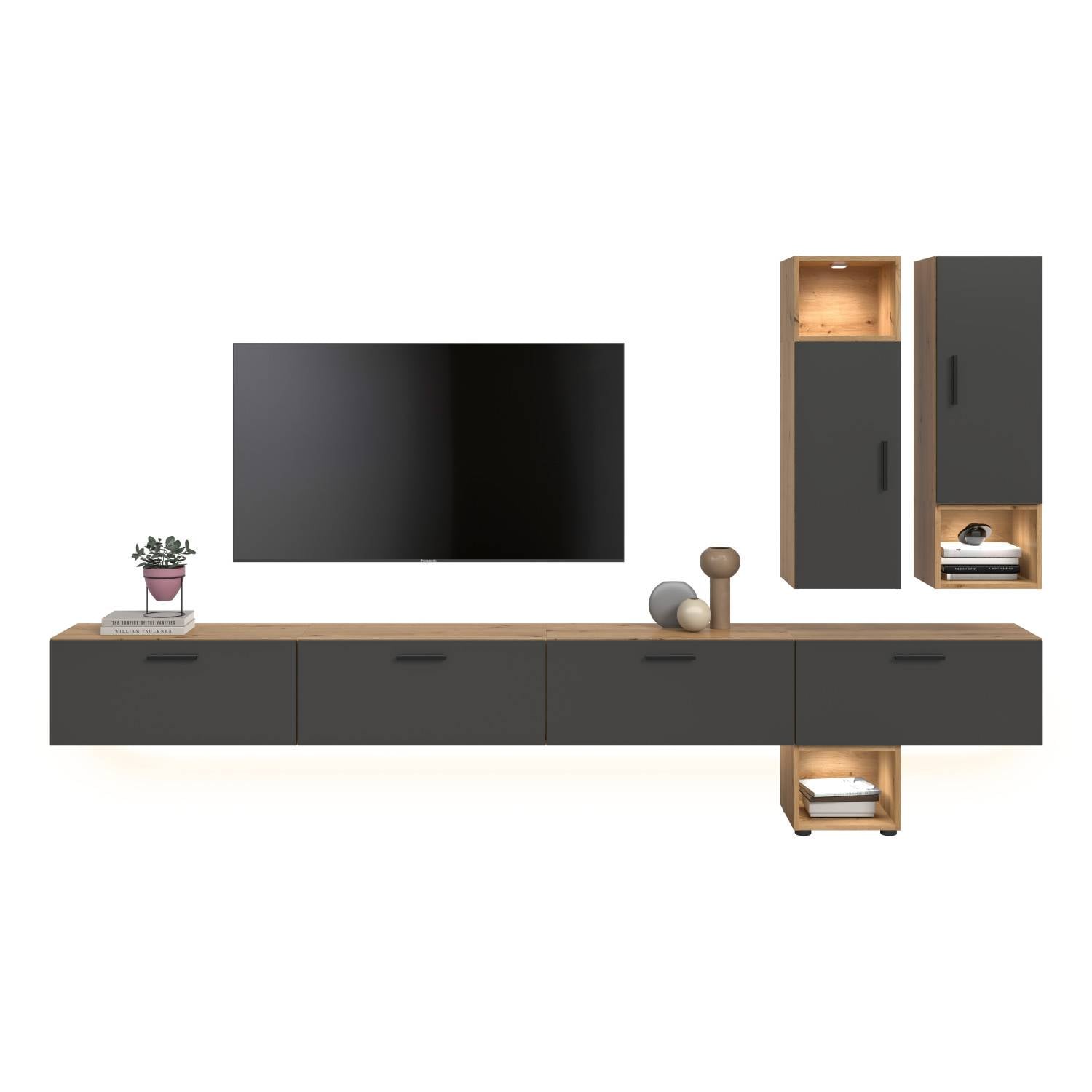 Medienwand in schwebendem Design - Estoron II (vierteilig)