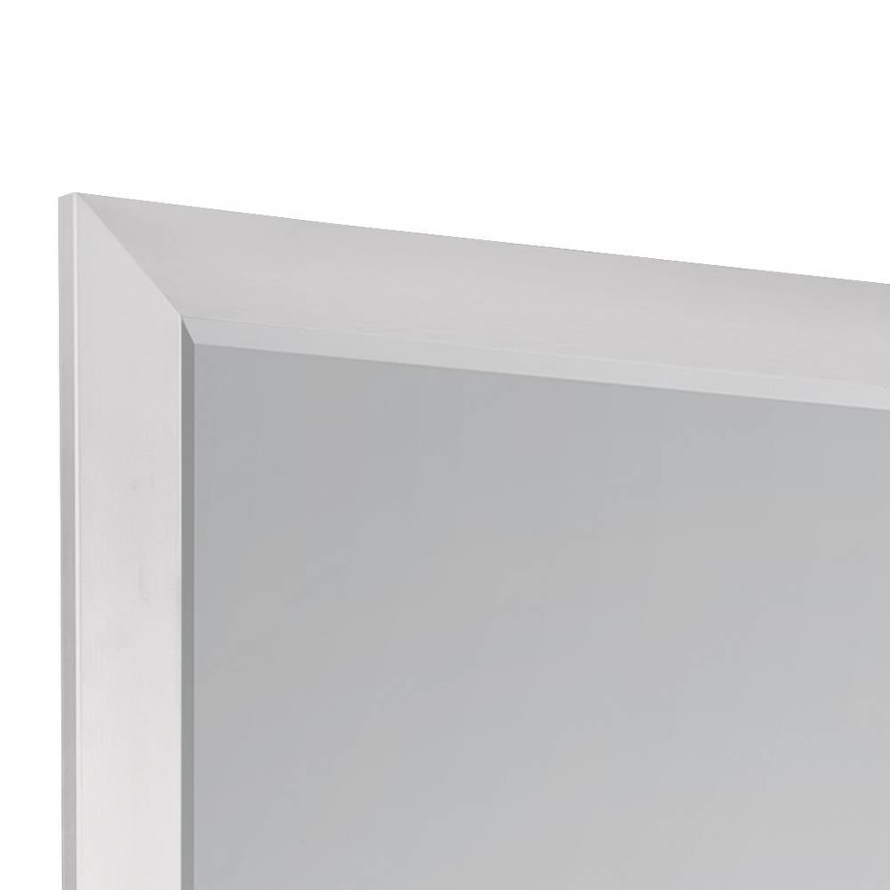Weißer rechteckiger Wandspiegel mit facettiertem Glas und Aluminiumrahmen – Lescalier