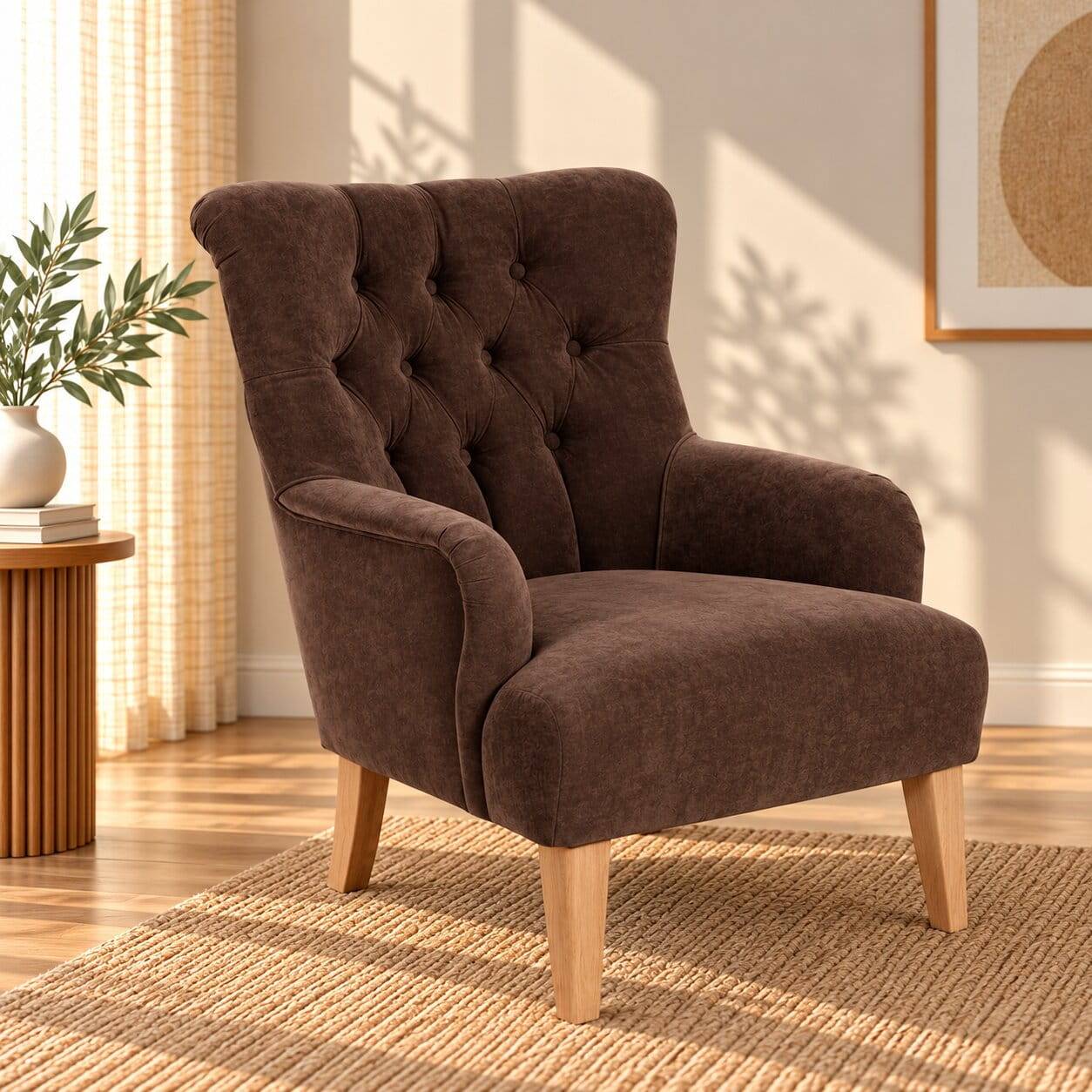 Brauner Sessel im modernen Vintage Look - Zaparony