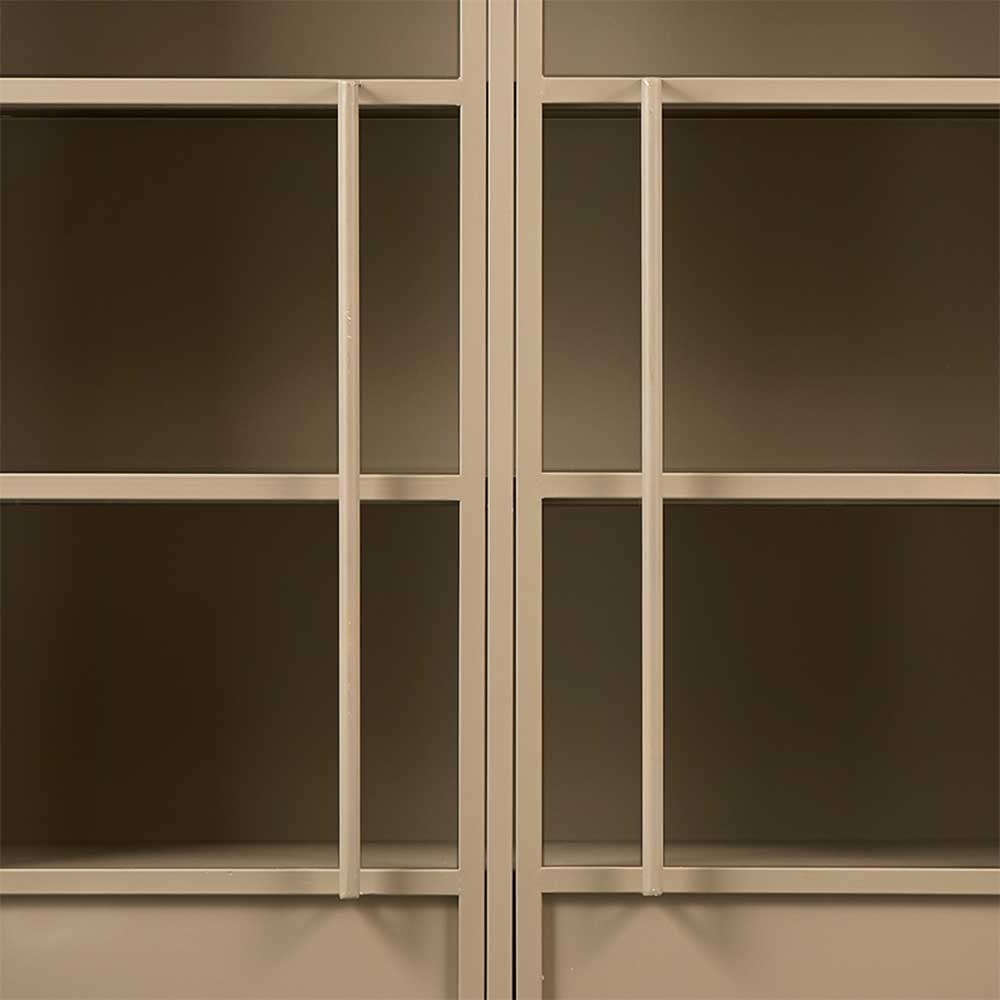 Metall Vitrinenschrank in Khaki - Gabadoza