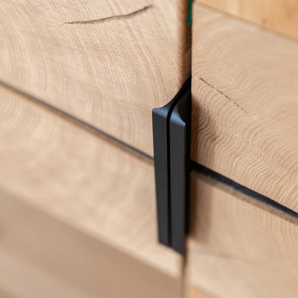 Highboard Vitrine aus Eiche und Glas - Masicuri