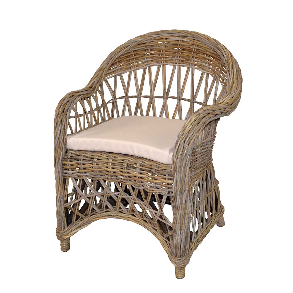 Country Style Rattansessel in Grey Wash - Lazium
