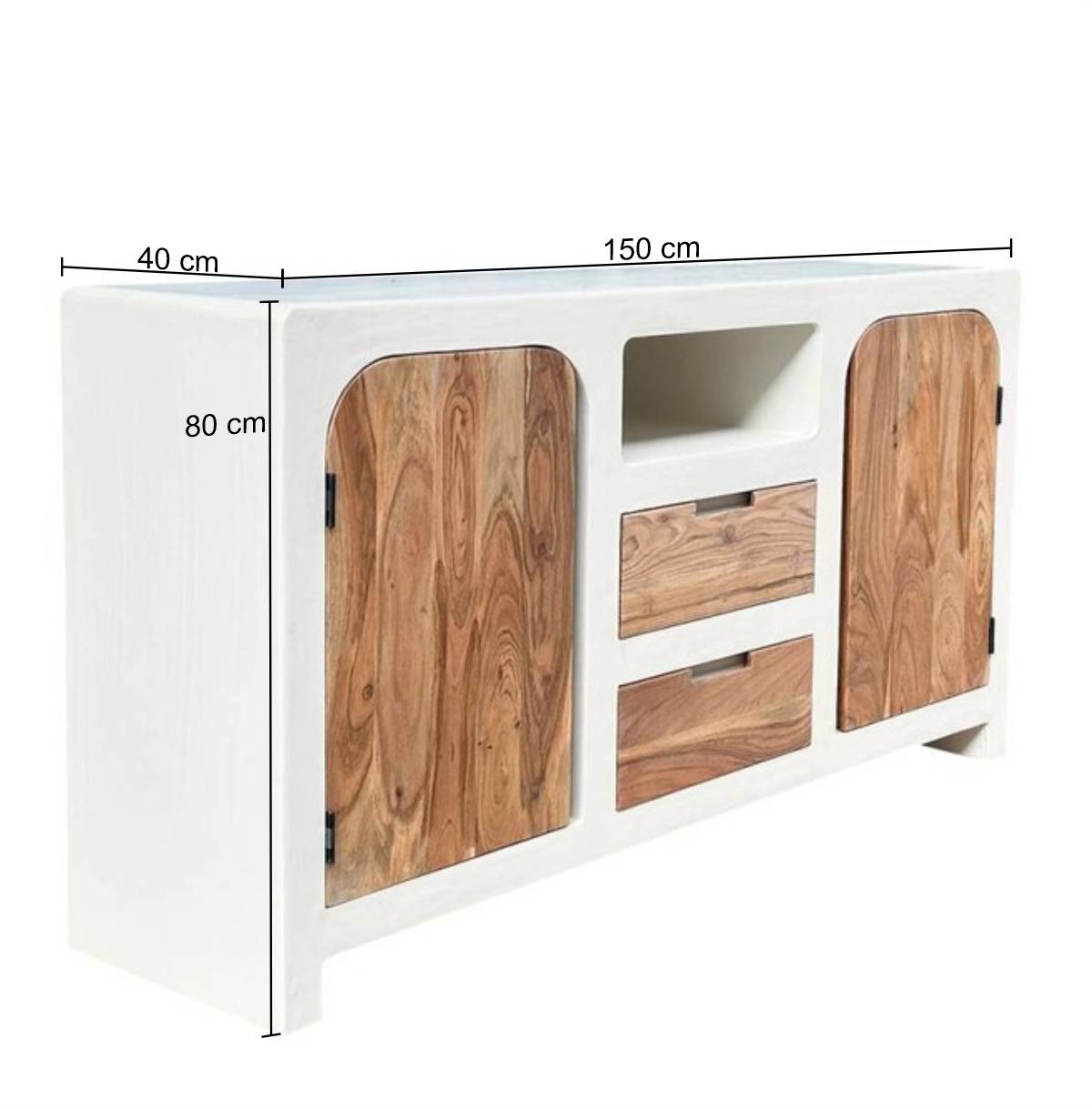 Skandi Sideboard in Naturweiß und Akazie - Usilvea