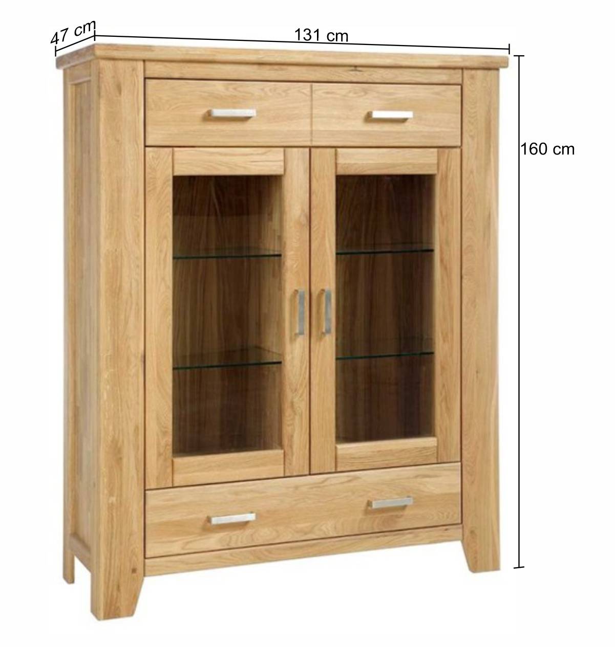 131x160x47 Wohnzimmerschrank mit Glastüren - Miarizia
