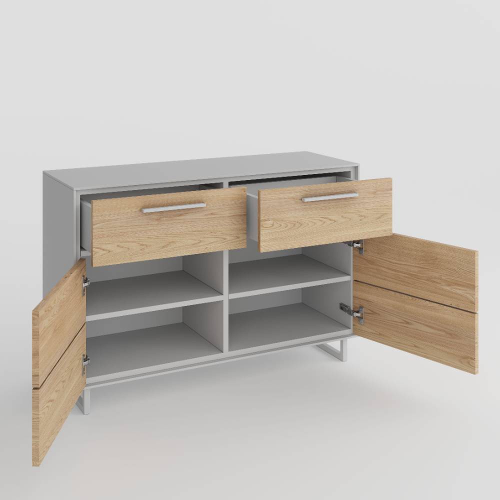 Kommode in Eiche Bianco und Kreideweiß - Loca