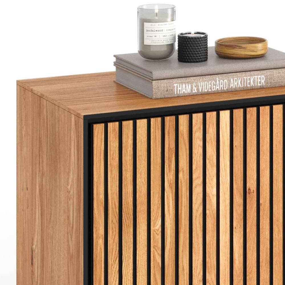 Kombi-Sideboard in Eichefarben und Schwarz - Mantua
