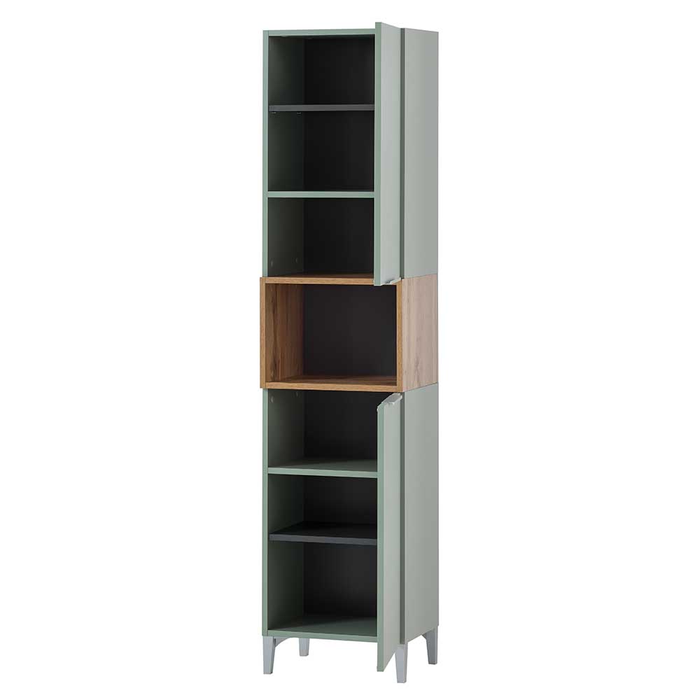 Skandi Badezimmer Hochschrank in Graugrün - Liz