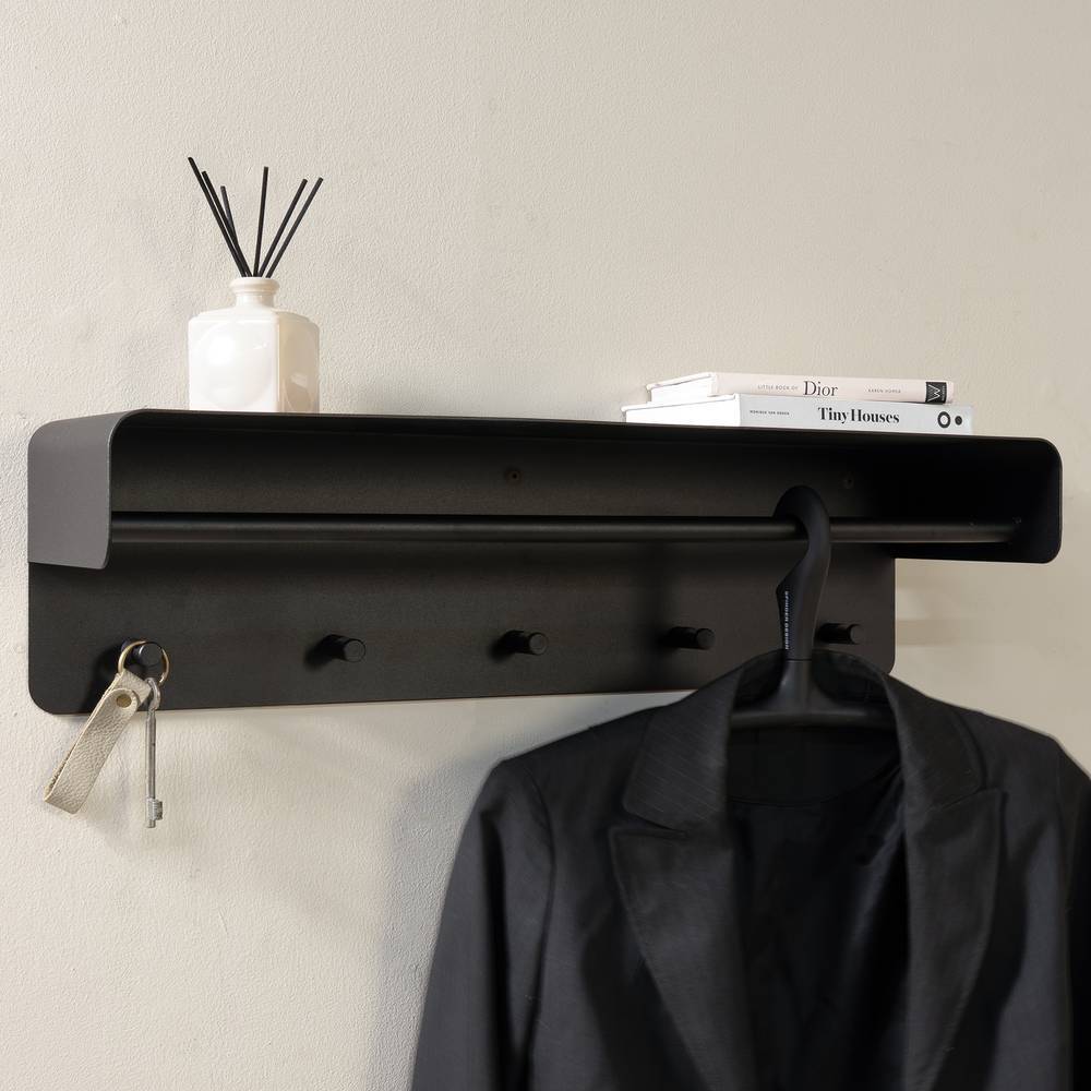 Wandgarderobe in Schwarz Stahl - Zeo