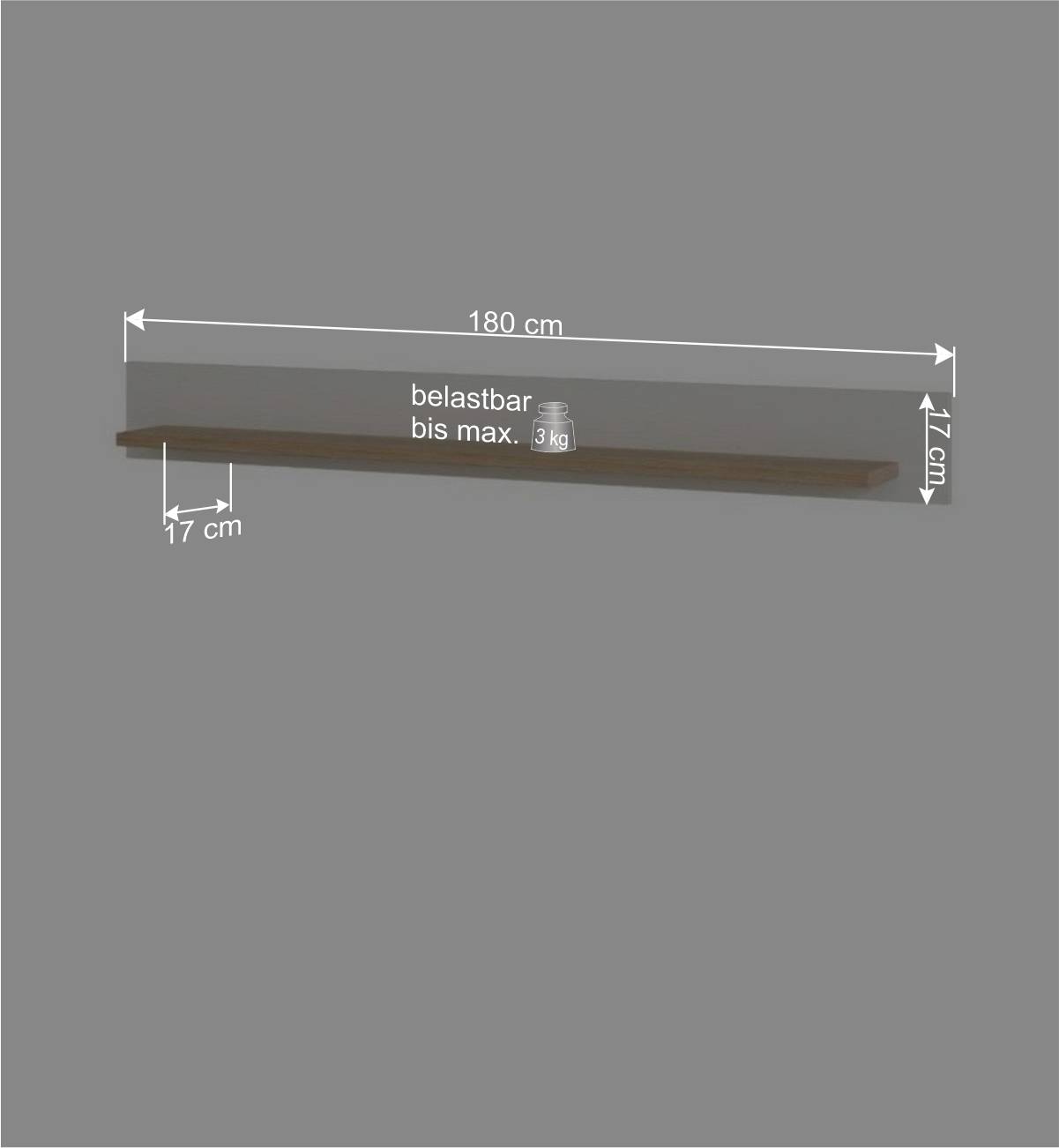 180 cm Wandboard in Eiche Dekor - Ovidio