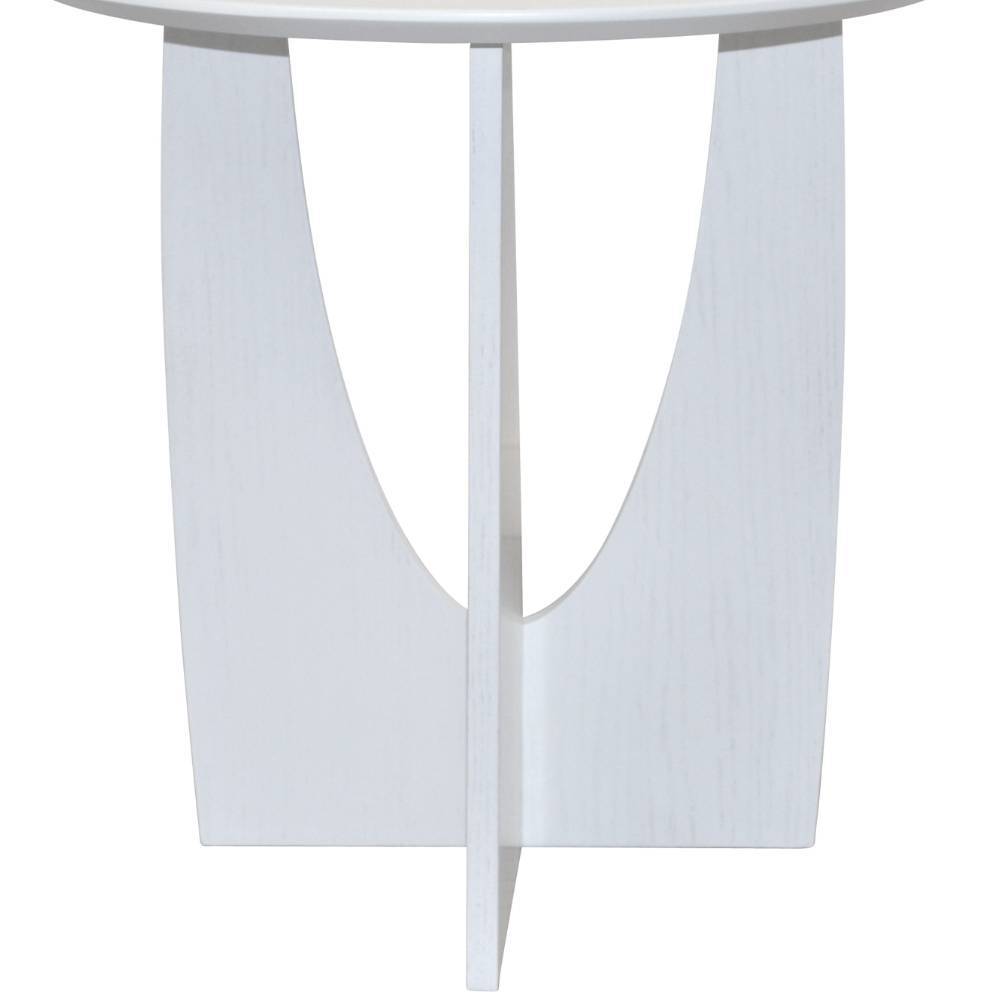 Weißer Skandi Beistelltisch in runder Form - Karnini
