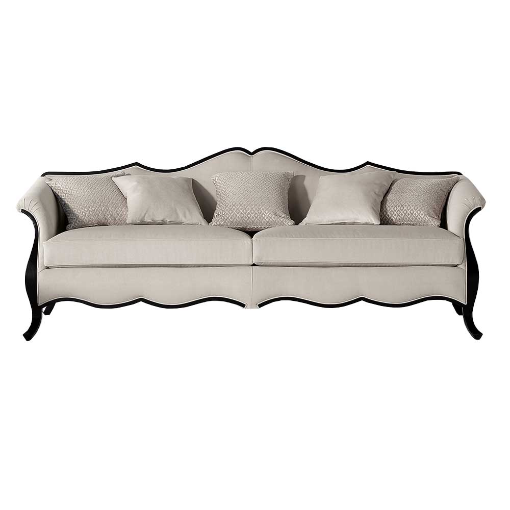 Webstoff Sofa in Beige und Schwarz - Queens