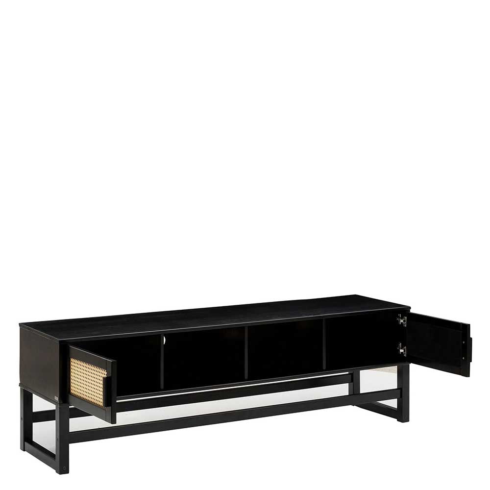 TV Lowboard in Dunkelbraun mit Wiener Geflecht - Santiana