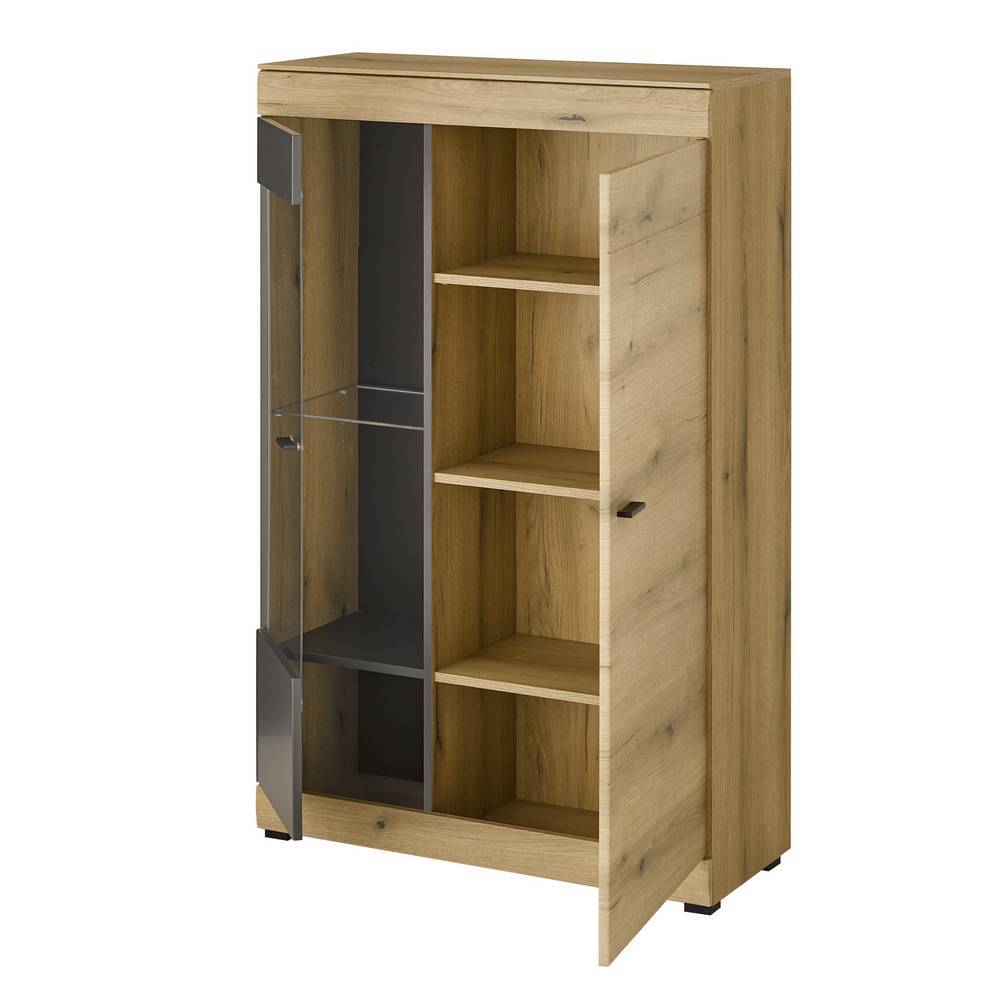 Highboard mit Glaseinsatz in Eiche Optik - Addara