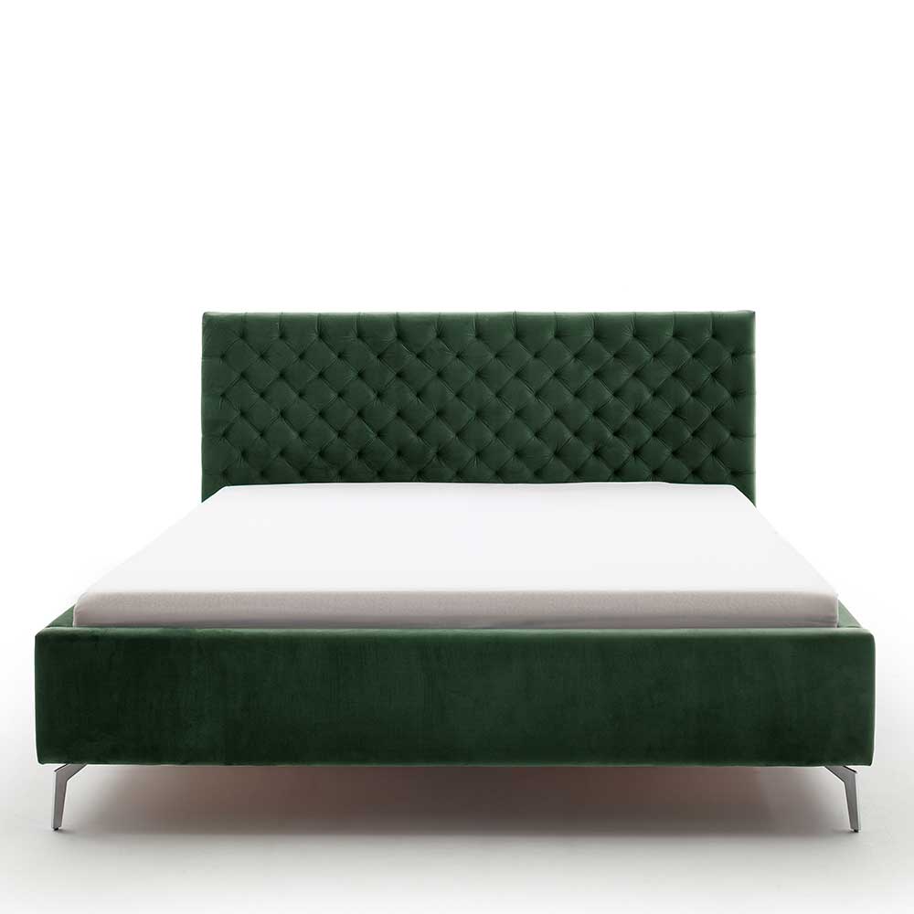 Chesterfield Bett in Dunkelgrün Samt - Jesafina