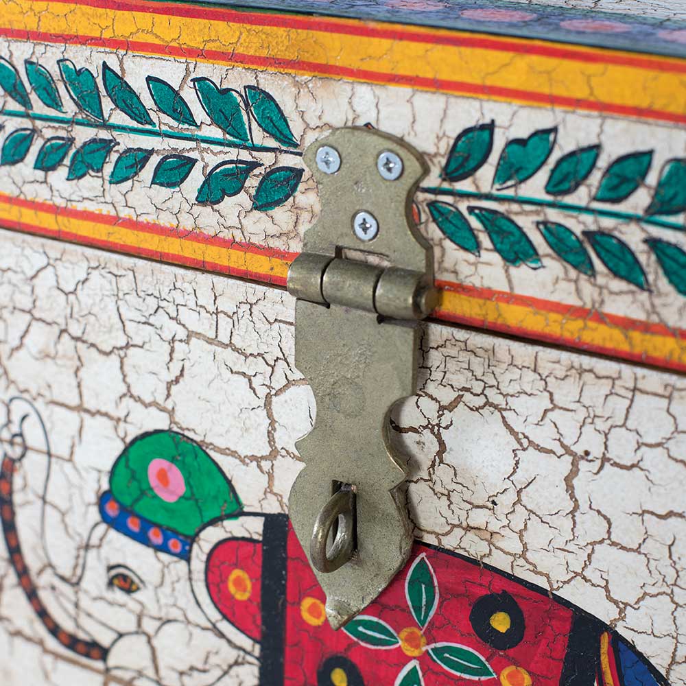 Orient Design Truhe in Bunt mit Elefanten Motiv - Branle