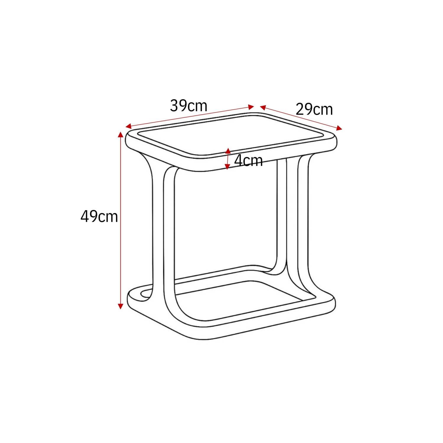 Cremefarbener rechteckiger Ablagetisch mit den Maßen 39x29x49cm – Carloletta