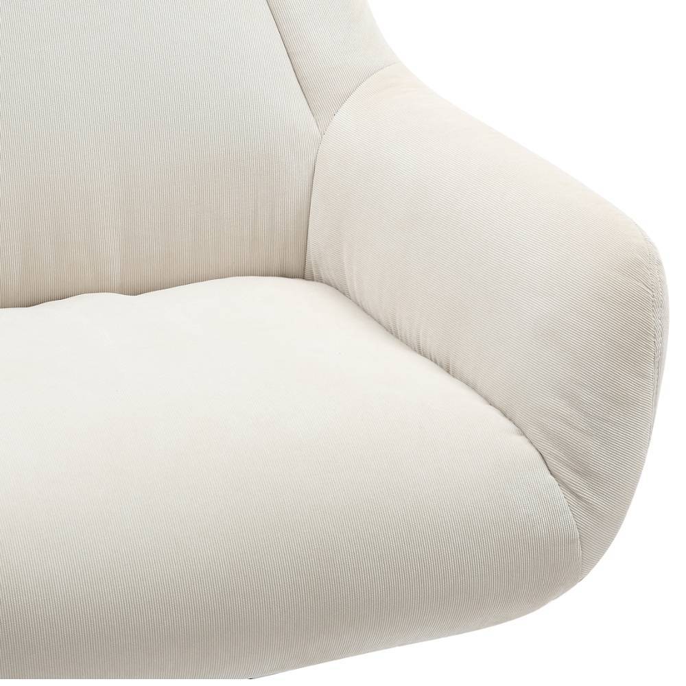 Sessel mit Fußhocker in Beige - Varina (zweiteilig)