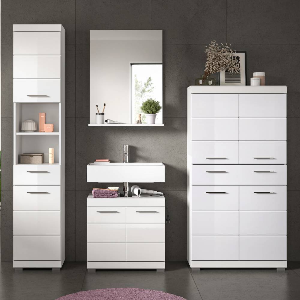 Weiße Badezimmermöbel als Set - Henriette (vierteilig)