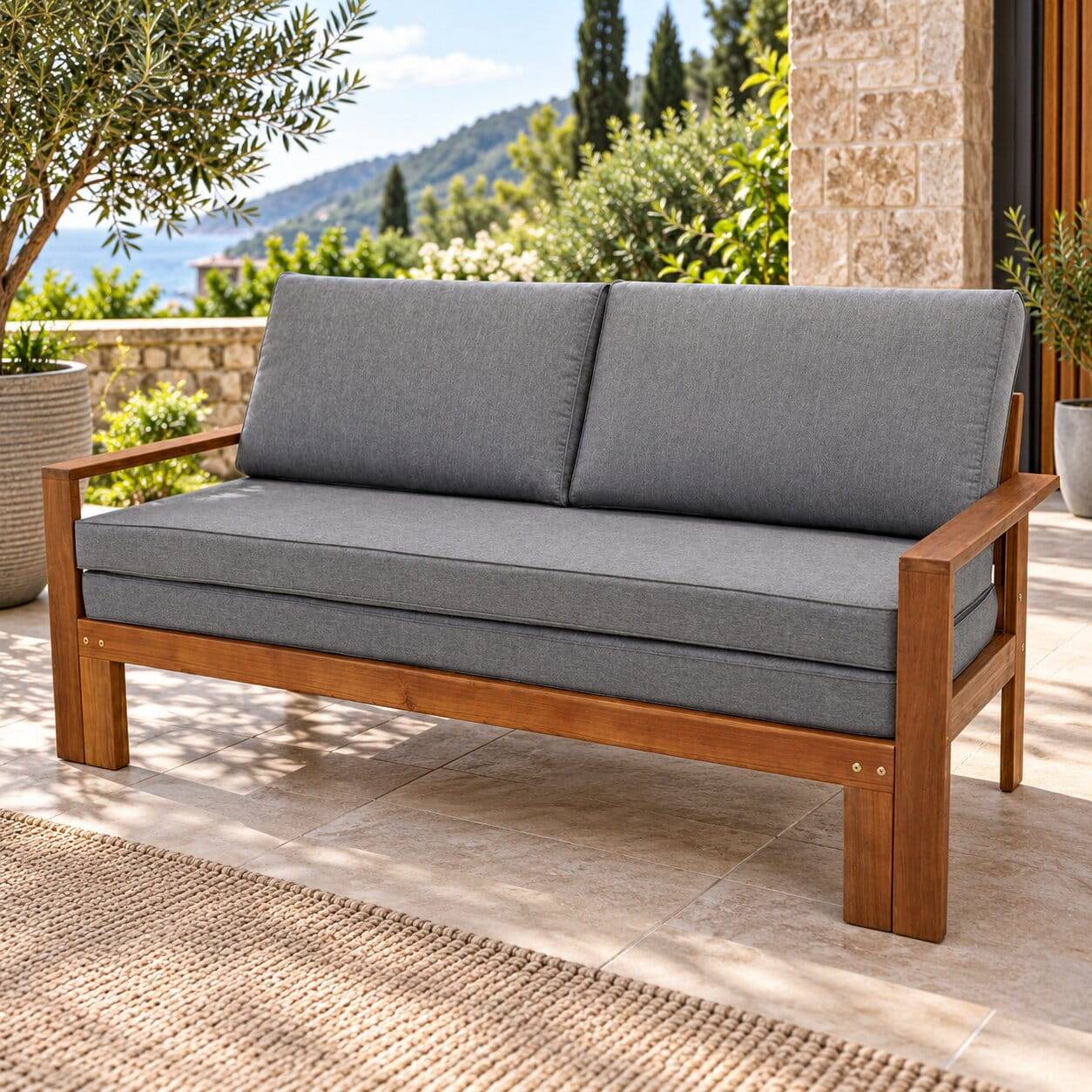 Ausziehbares Gartensofa aus Akazie Massivholz - Senade