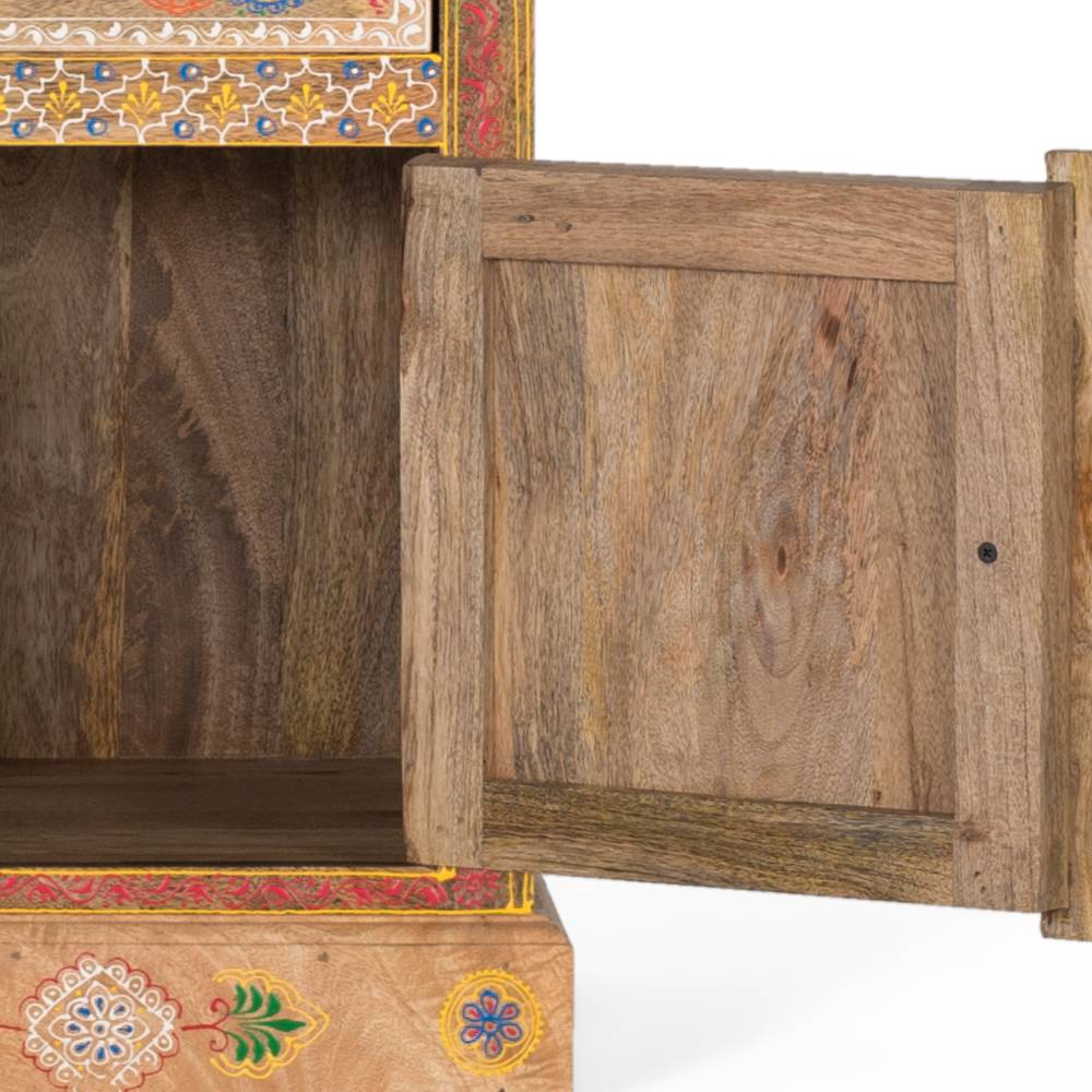 Boho Style Nachtschrank aus Mangoholz - Klapan