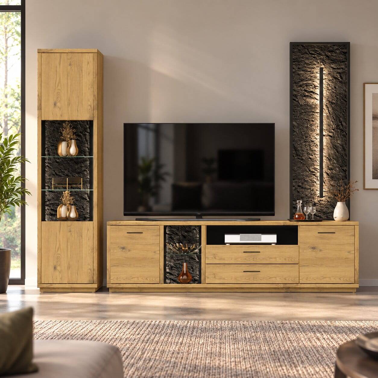 Design-TV-Wohnwand Set modern - Friburgo (dreiteilig)
