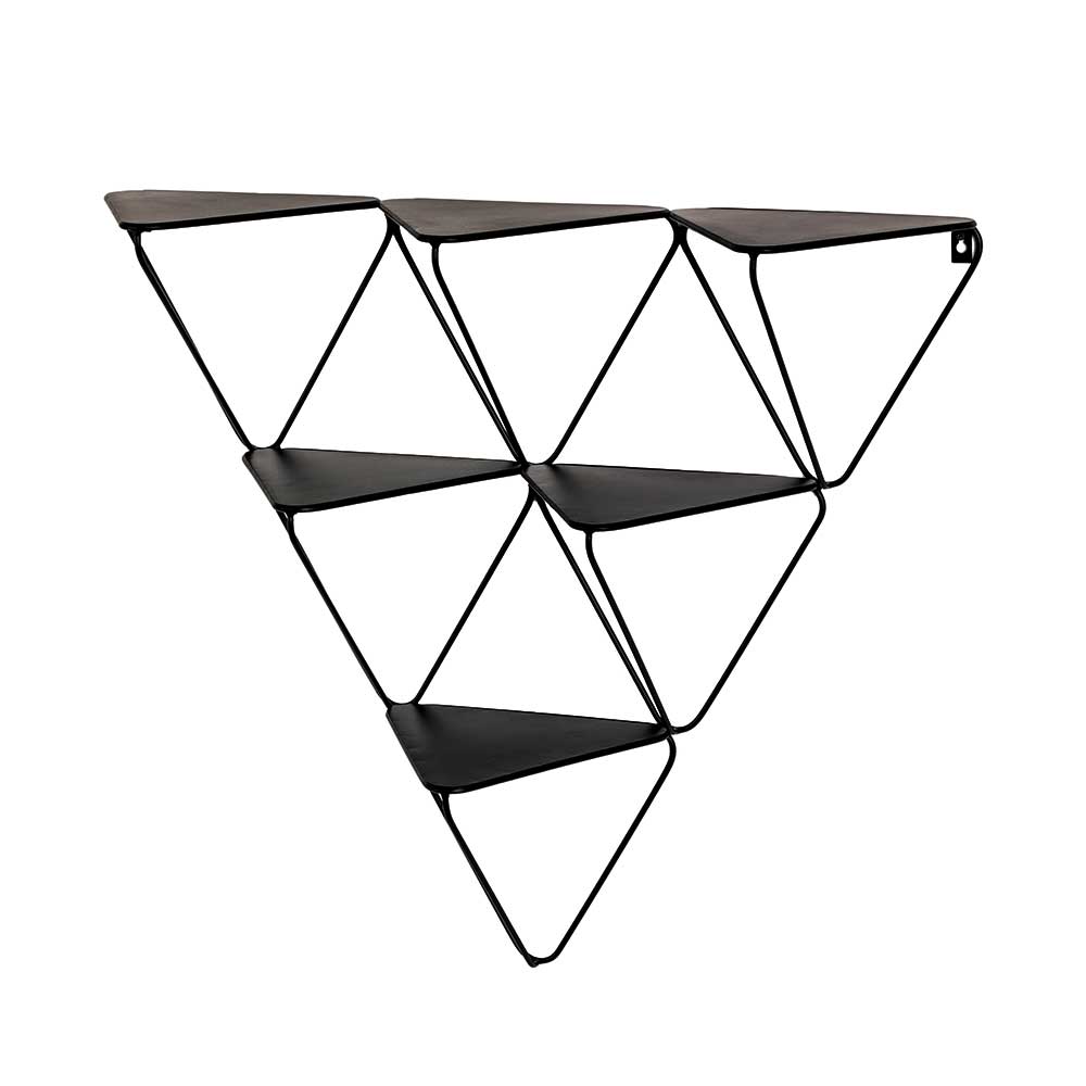 72x63x22 Dreieck Hängeregale aus Metall in Schwarz - Sarosca (2er Set)