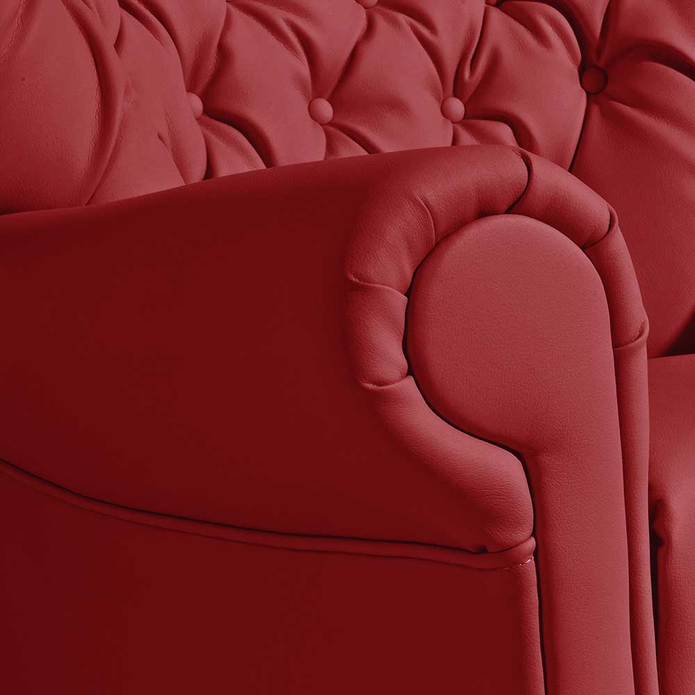 Roter Kunstleder Sessel im Chesterfield Look - Swan