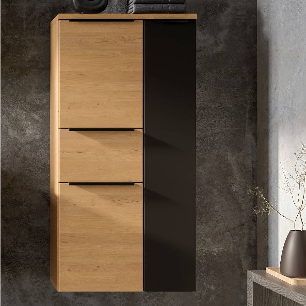 Badezimmer Midischrank in Mattschwarz - Ireen