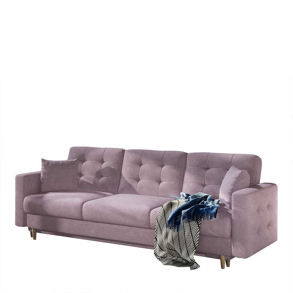 Sofa mit Bettfunktion in Altrosa Samt - Graland