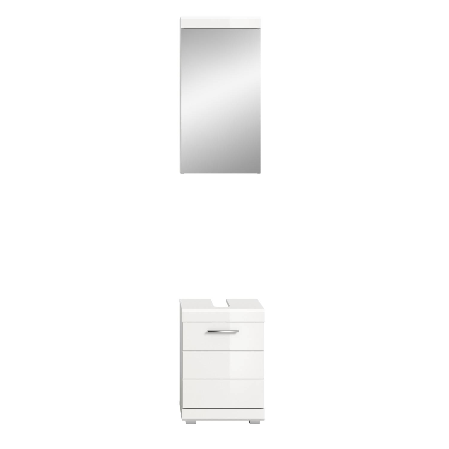 Weißes Waschplatz Set mit Spiegelschrank - Nanila (zweiteilig)