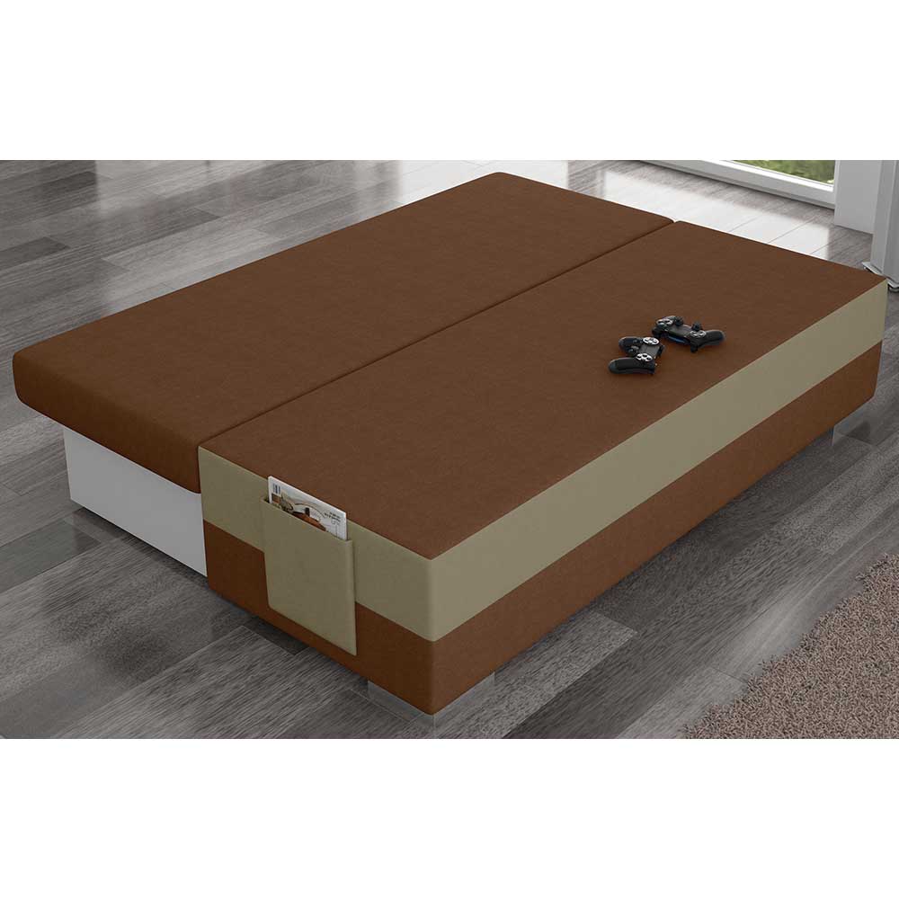 Couchbett mit Federkern in Rostbraun und Beige - Jemayno