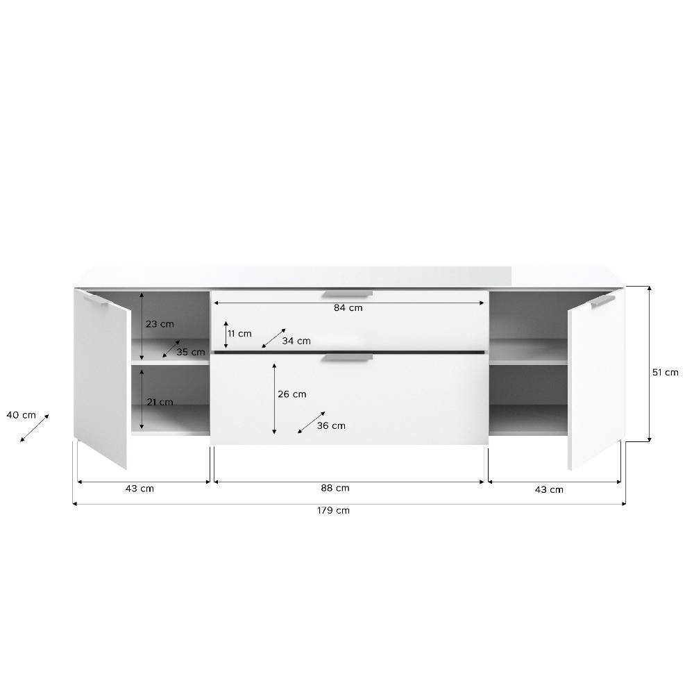 Modernes TV-Lowboard in Weiß - Premium