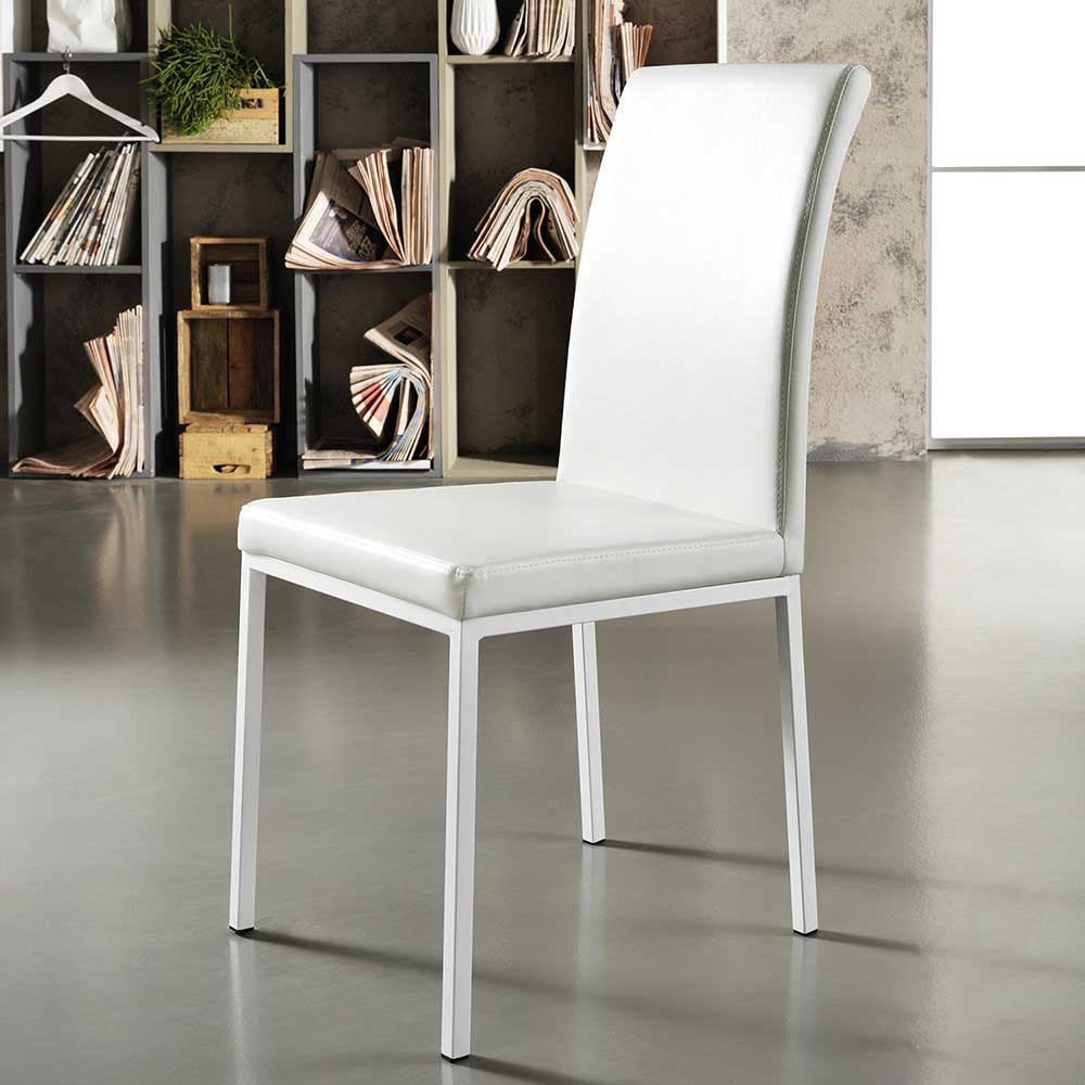 Gepolsterte Stühle in Weiß Limoncellos Kunstleder (2er Set)