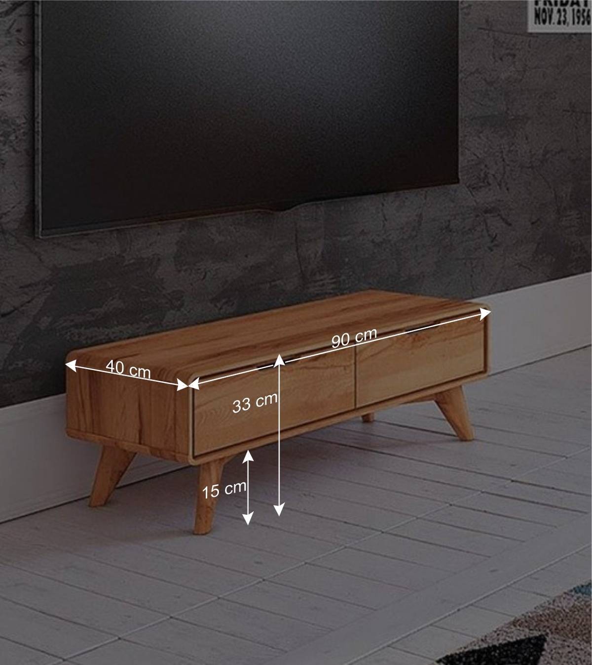 Elegantes TV Lowboard aus Kernbuche Holz - Junola