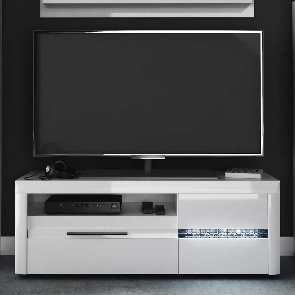 150x55x47 Hochglanz TV Element mit LED Beleuchtung - Lerenca