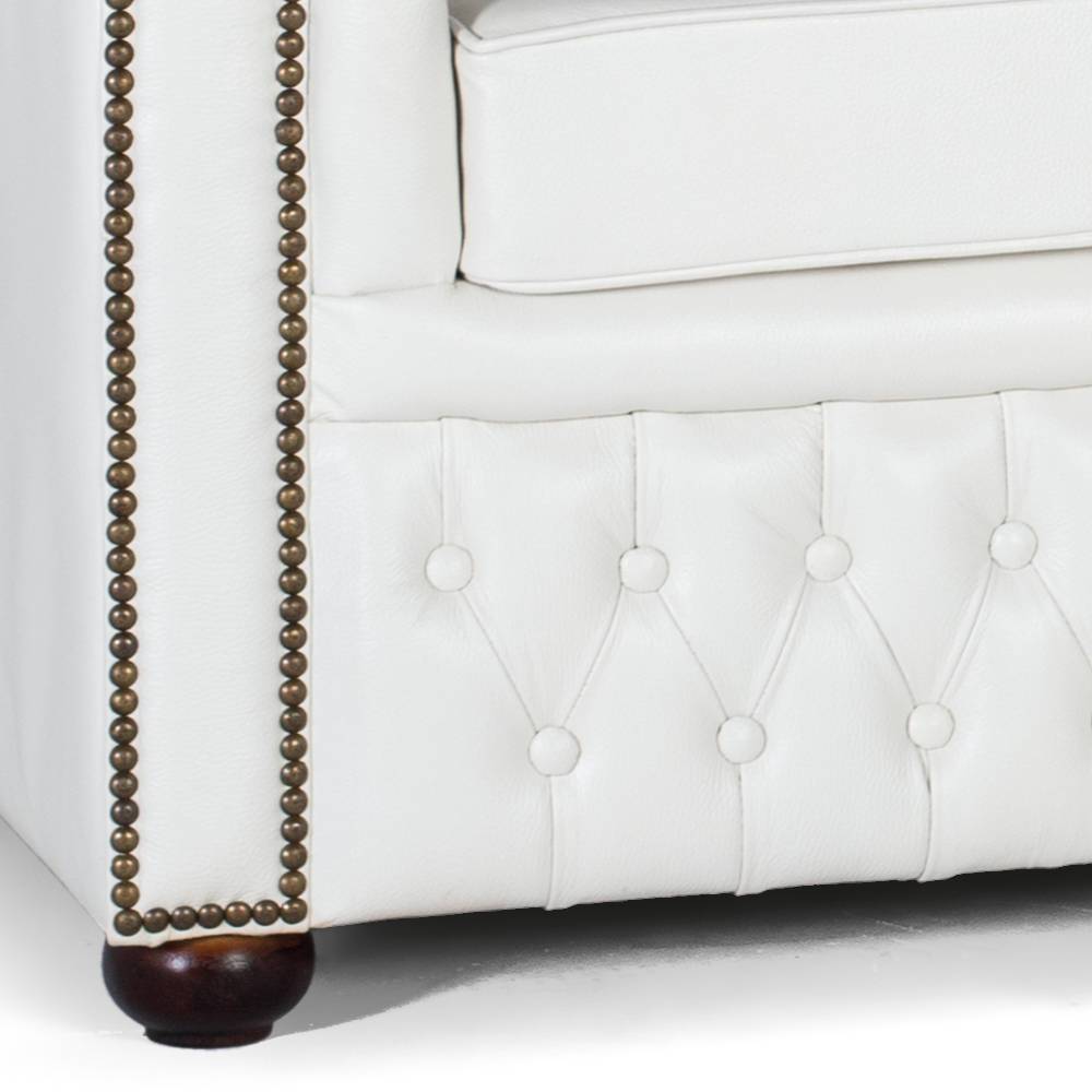 Chesterfield Ledersofa in Weiß - Pavias