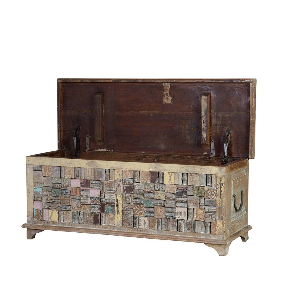 Design Holztruhe mit flachem Deckel - Gregoriana