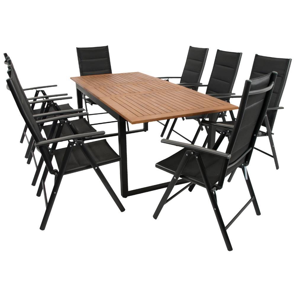 Große Garten-Tischgruppe modern - Bruce (neunteilig)
