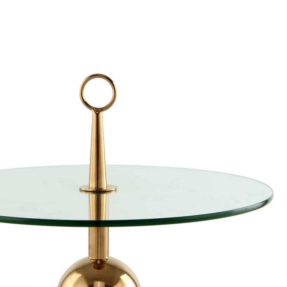 Glas-Beistelltisch mit Gestell in Rosegold - Brossinai